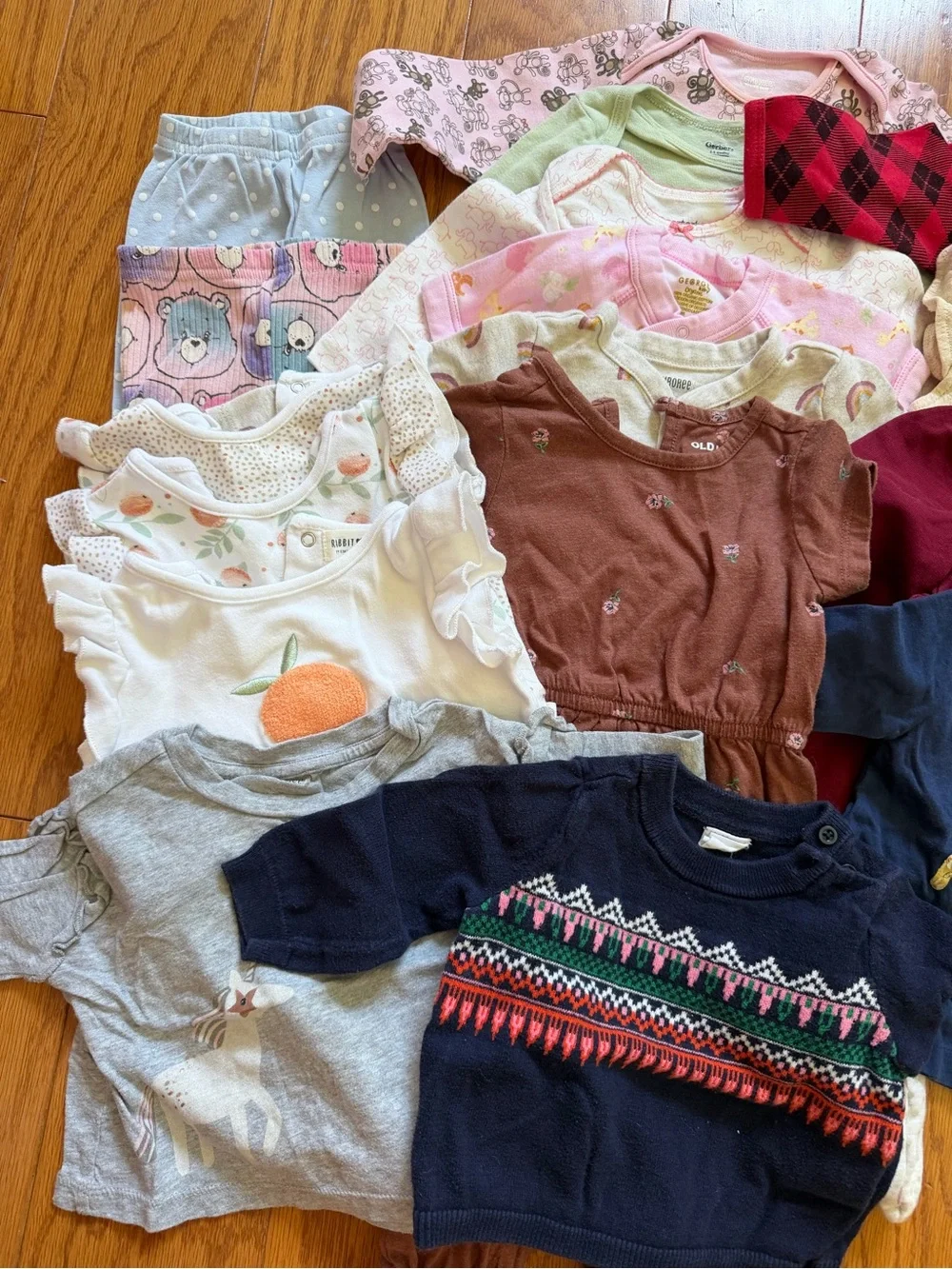 Lot of 17 little girls clothes Carter's Navy Long-Sleeve shirt one piece 6-9 m